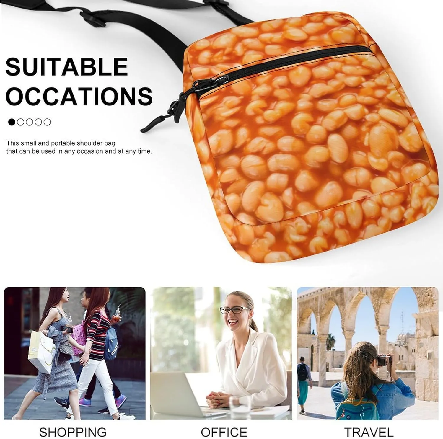 Baked Beans Crossbody Bag Small Shoulder Bag Waterproof, Lightweight And Convenient