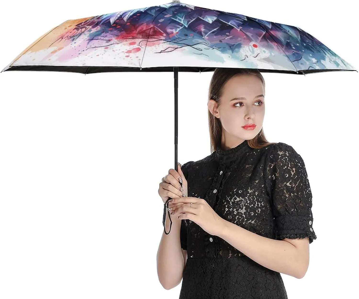 Bald Eagle Folding Umbrella Flag Vintage Independence Day Patriotic 3 Folds Auto Windproof Travel Umbrellas Strong Lightweight Umbrellas for Outdoor Sun & Rain