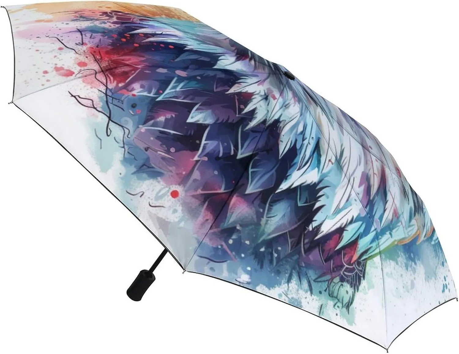 Bald Eagle Folding Umbrella Flag Vintage Independence Day Patriotic 3 Folds Auto Windproof Travel Umbrellas Strong Lightweight Umbrellas for Outdoor Sun & Rain