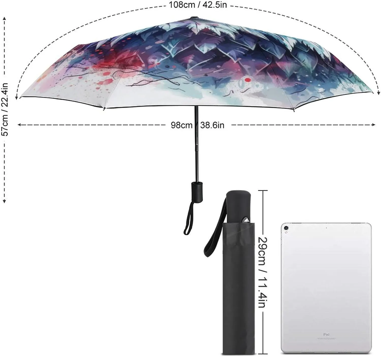 Bald Eagle Folding Umbrella Flag Vintage Independence Day Patriotic 3 Folds Auto Windproof Travel Umbrellas Strong Lightweight Umbrellas for Outdoor Sun & Rain