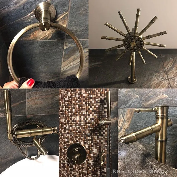 Bamboo Design Bronze Concealed Shower