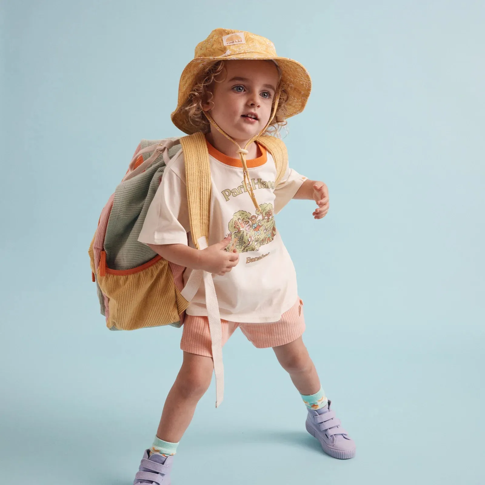 BANABAE CORDUROY SPLICE ECO KIDS BACKPACK: CANDY