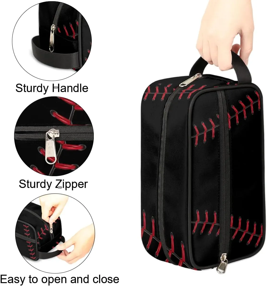 Baseball Kids Toiletry Bag for Boys, Kids Dopp Kit, Waterproof Lightweight Cosmetic Bag Wash Bag Toiletry Bag for Boys Toddler Travel Essential