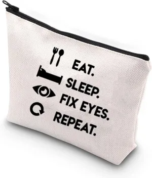 BDPWSS Optometrist Makeup Bag Funny Optometry Gift Optometrist Graduation Gift Eye Doctor Vision Gift Eat Sleep Fix Eyes Repeat Cosmetic Bag Zipper Pouch (Eat Sleep Fix Eyes Repeat)