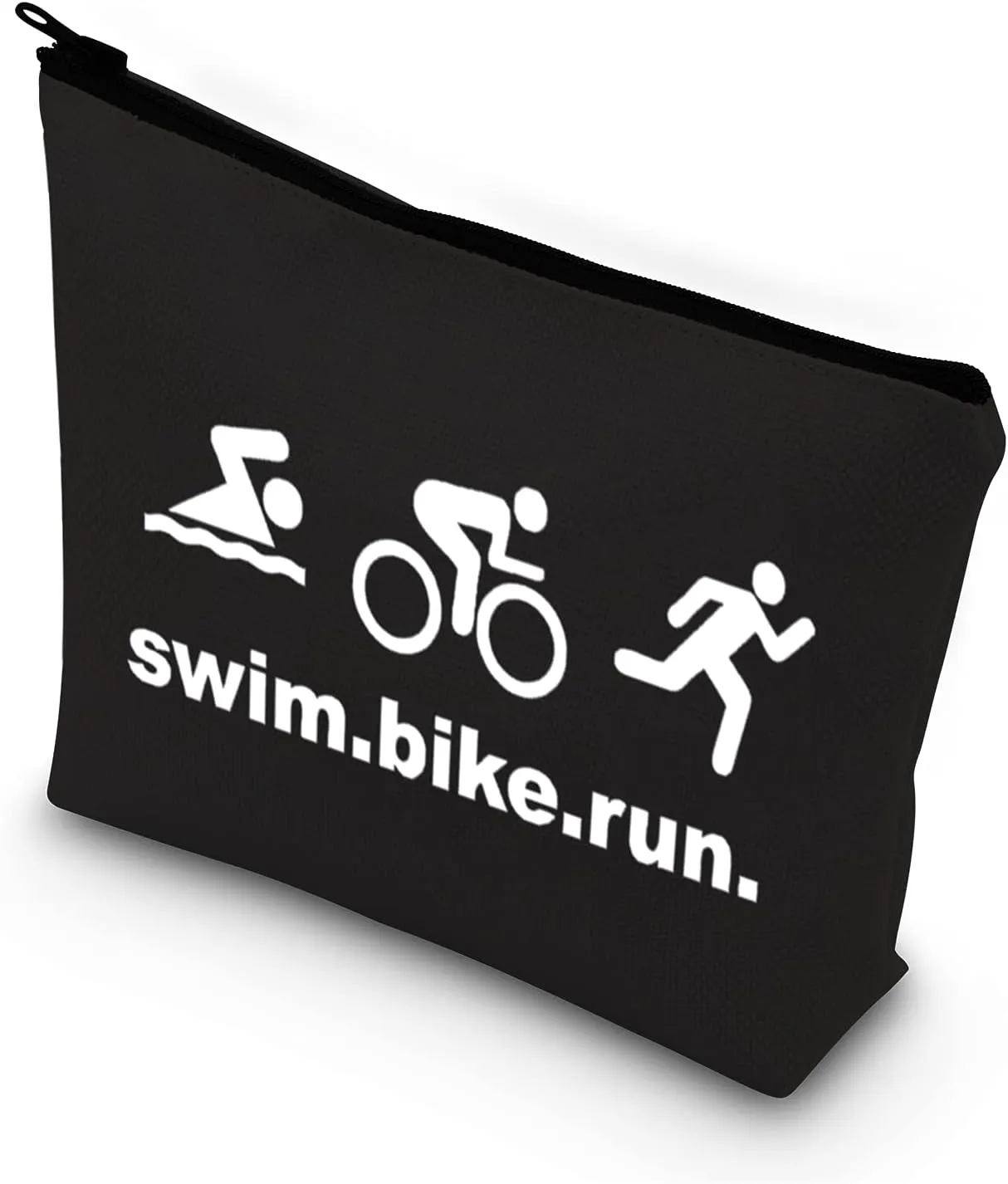 BDPWSS Triathlon Gifts Swim Bike Run Cosmetic Makeup Bag Travel Pouch For Women Triathlete Inspirational Gift Triathlon Lover Gift (swim bike run bl)