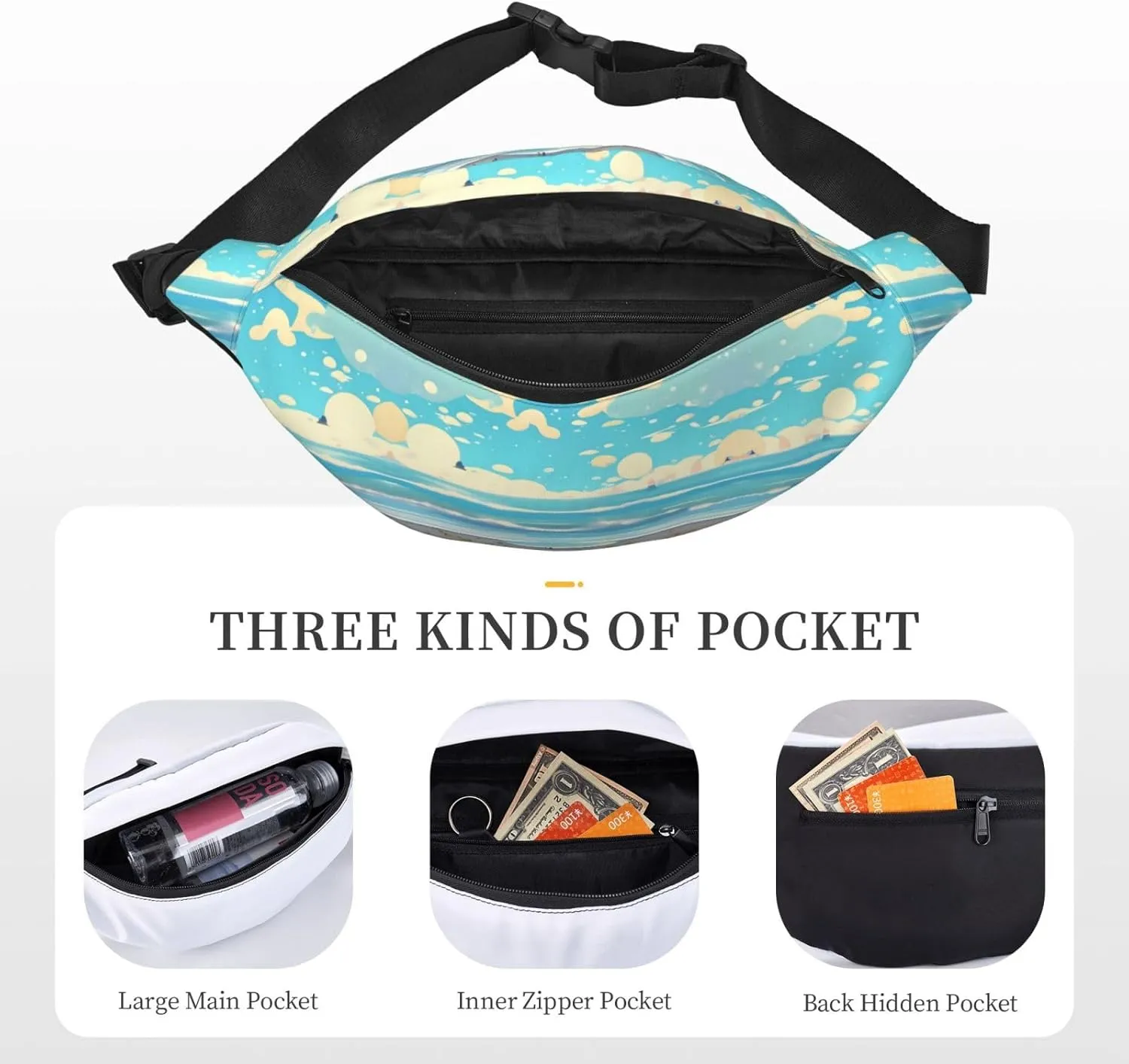 Beach cartoon Fashion Crossbody Appearance High capacity outdoor with Adjustable Comfortable Work Leisure Versatile