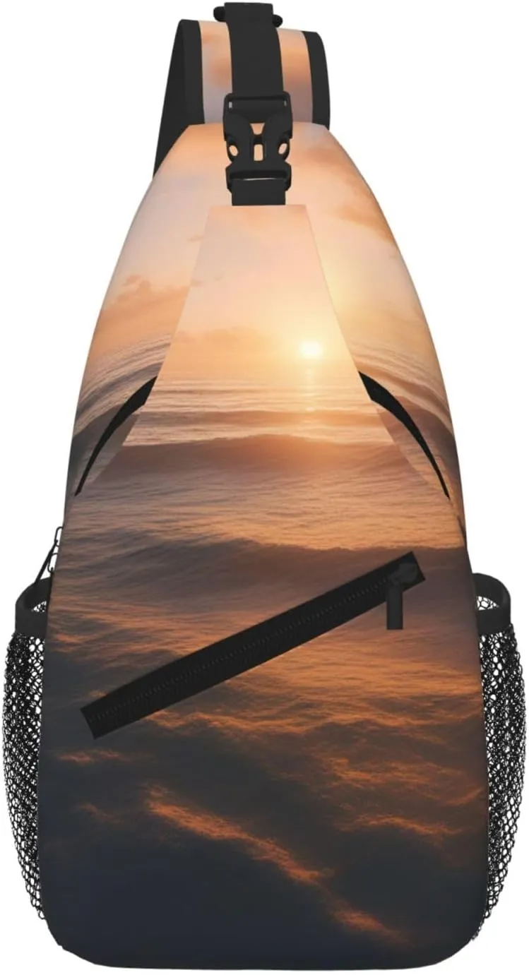 Beautiful Sunrise Ocean 1 Fashion Print Crossbody Chest Bag - Adjustable Strap For Hiking And Working