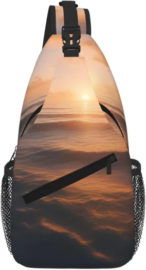 Beautiful Sunrise Ocean 1 Fashion Print Crossbody Chest Bag - Adjustable Strap For Hiking And Working