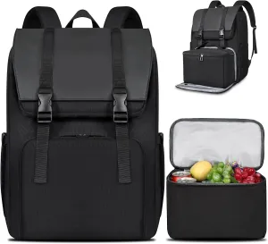 BERTASCHE Lunch Backpack, Laptop Backpack 15.6 inch w/Insulated Cooler Lunch box for Men Women, Vintage Work Backpack for College Business Commuter Travel