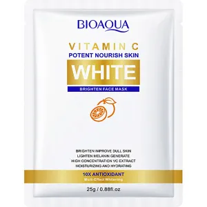 BIOAQUA Vitamin C Facial White Face Mask Orange Extract Moisturizing Hydrating 10x Antioxidant 5x25g/0.88fl.oz