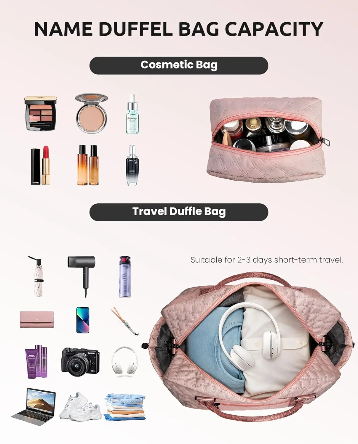 Birthday Gifts-for Women-Initial Duffle Bag with Shoe Compartment, Personalized Weekender Bag, Monogram Overnight Bag, Letter Travel Bag with Makeup Bag，Friend Wife Birthday Gift (Letter C)