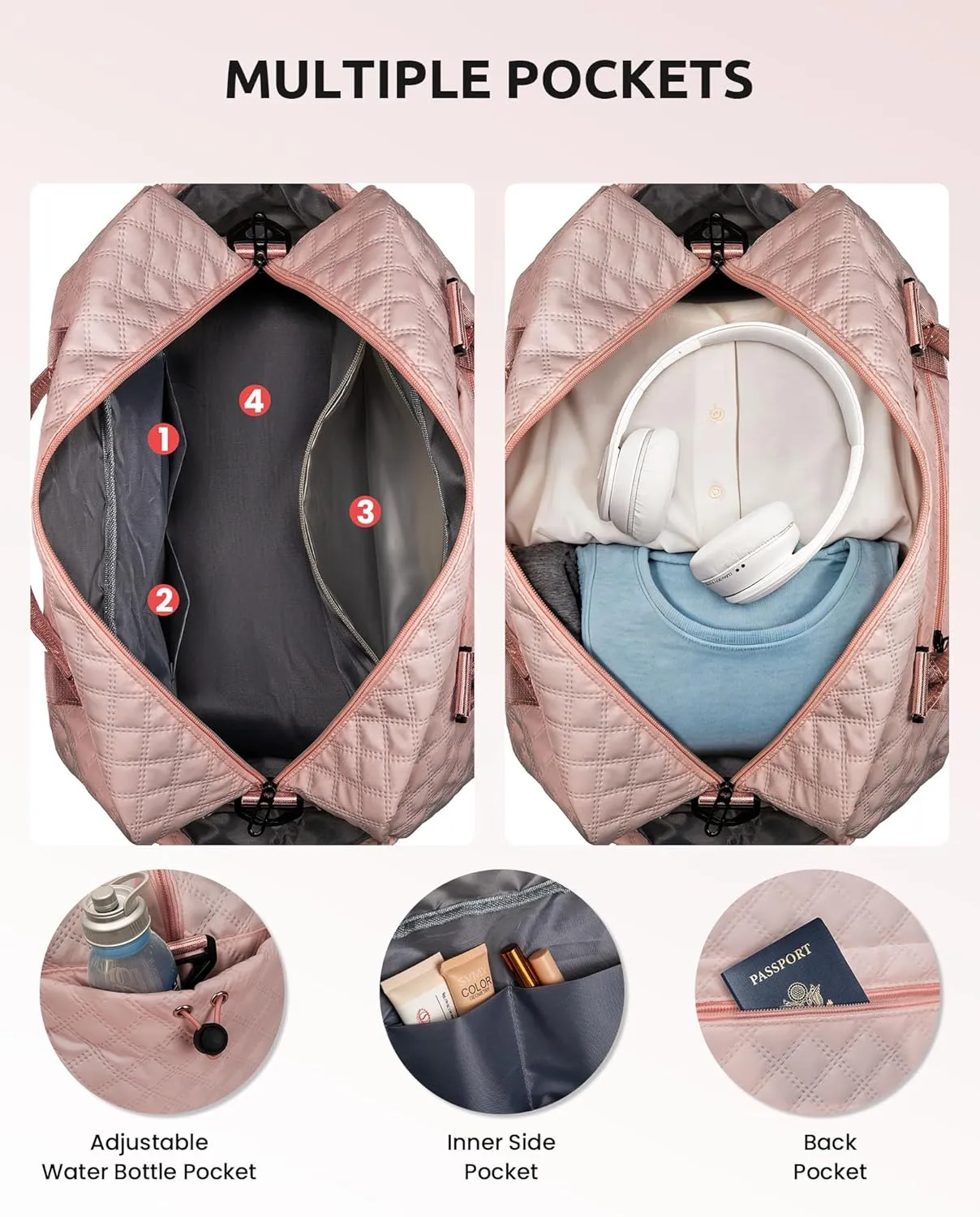 Birthday Gifts-for Women-Initial Duffle Bag with Shoe Compartment, Personalized Weekender Bag, Monogram Overnight Bag, Letter Travel Bag with Makeup Bag，Friend Wife Birthday Gift (Letter C)