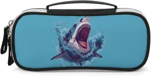 Bite Shark Pencil Bag Travel Cosmetic Makeup Pouch Portable Stationery Organizer for Women