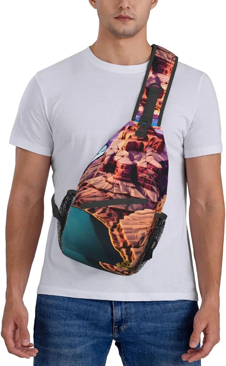 Black Blackgound Rose Crossbody Sling Backpack Sling Bag Travel Hiking Chest Bag Daypack For Women Men