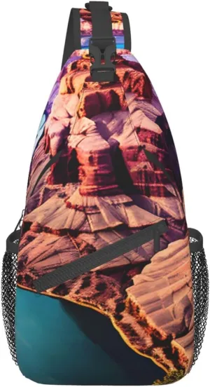 Black Blackgound Rose Crossbody Sling Backpack Sling Bag Travel Hiking Chest Bag Daypack For Women Men