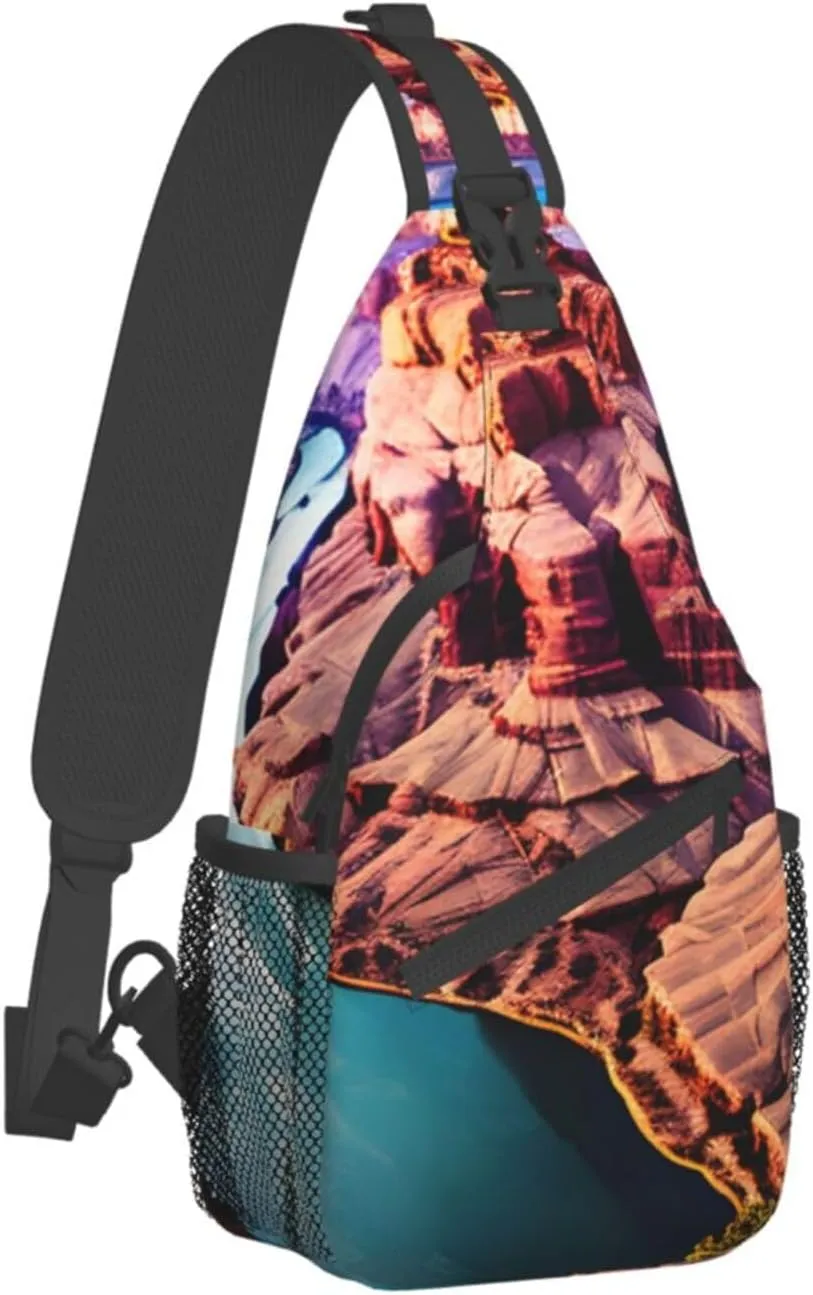 Black Blackgound Rose Crossbody Sling Backpack Sling Bag Travel Hiking Chest Bag Daypack For Women Men