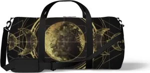 Black Vintage Mystical Boho Moon Magic Sports Bag Tote Bag Waterproof Gym Bag with Shoulder Strap Zipper 2 Side Pockets for Men and Women, Travel and Storage Shoulder Bag.