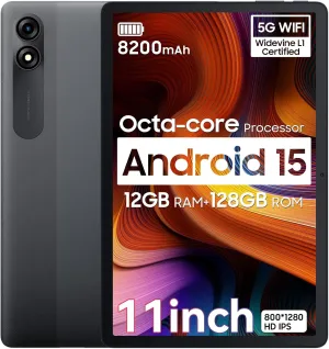 Blackview 2025 Android 15 Tablet 11 inch, Tab 90WiFi with 12GB 128GB Storage(Expand to 2TB), Unisoc T606 CPU, 8200mAh, IPS Display, Widevine L1, 5G WiFi Tablets, 13MP 8MP Camaras/Face ID, Blue