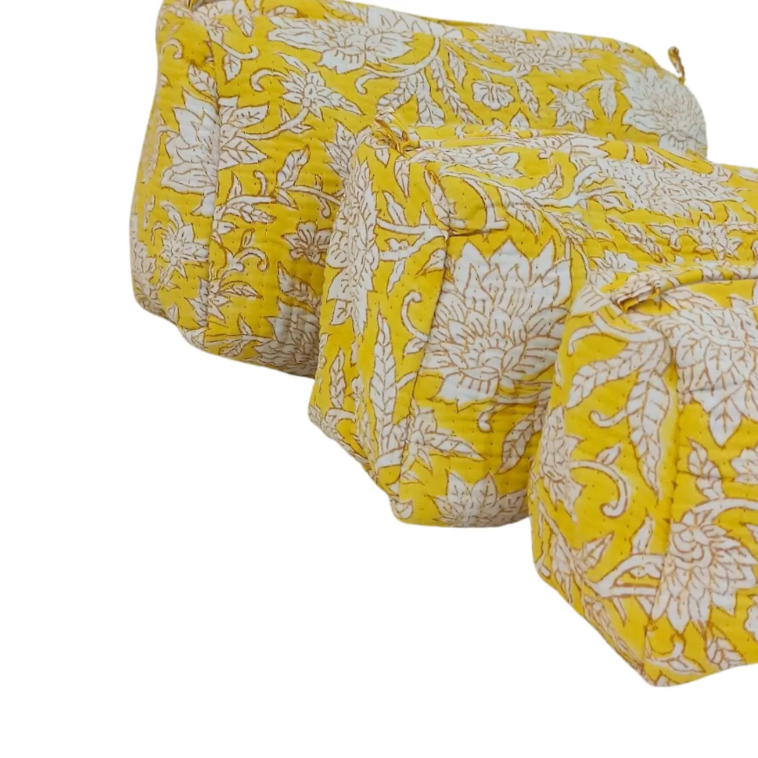 Block Printed Zipper Pouch Set