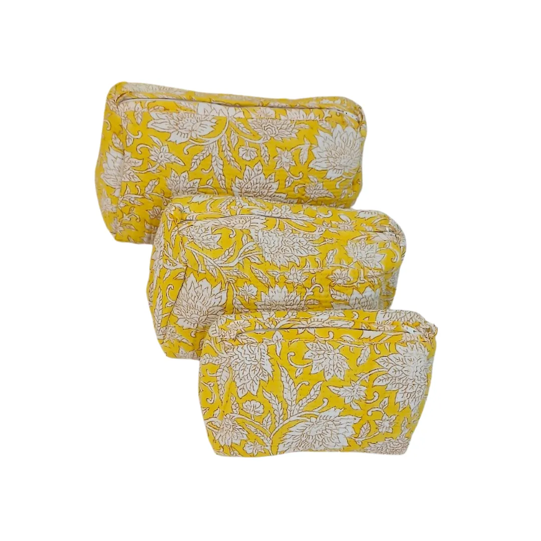 Block Printed Zipper Pouch Set