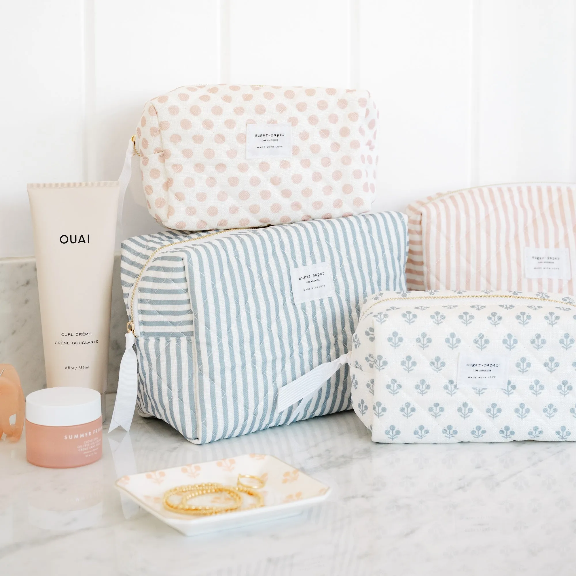 Blue Floral Small Cosmetic Pouch