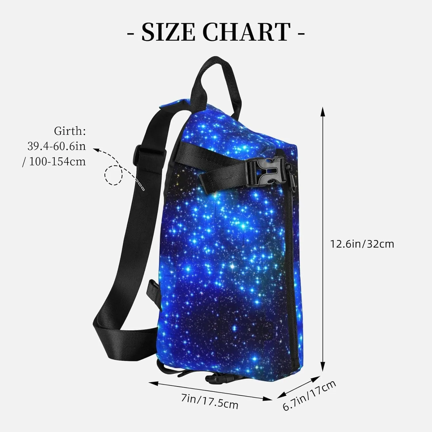 Blue Shining Stars Print Crossbody Backpack Unisex Chest Bag, Lightweight And Sling Bag For Travel