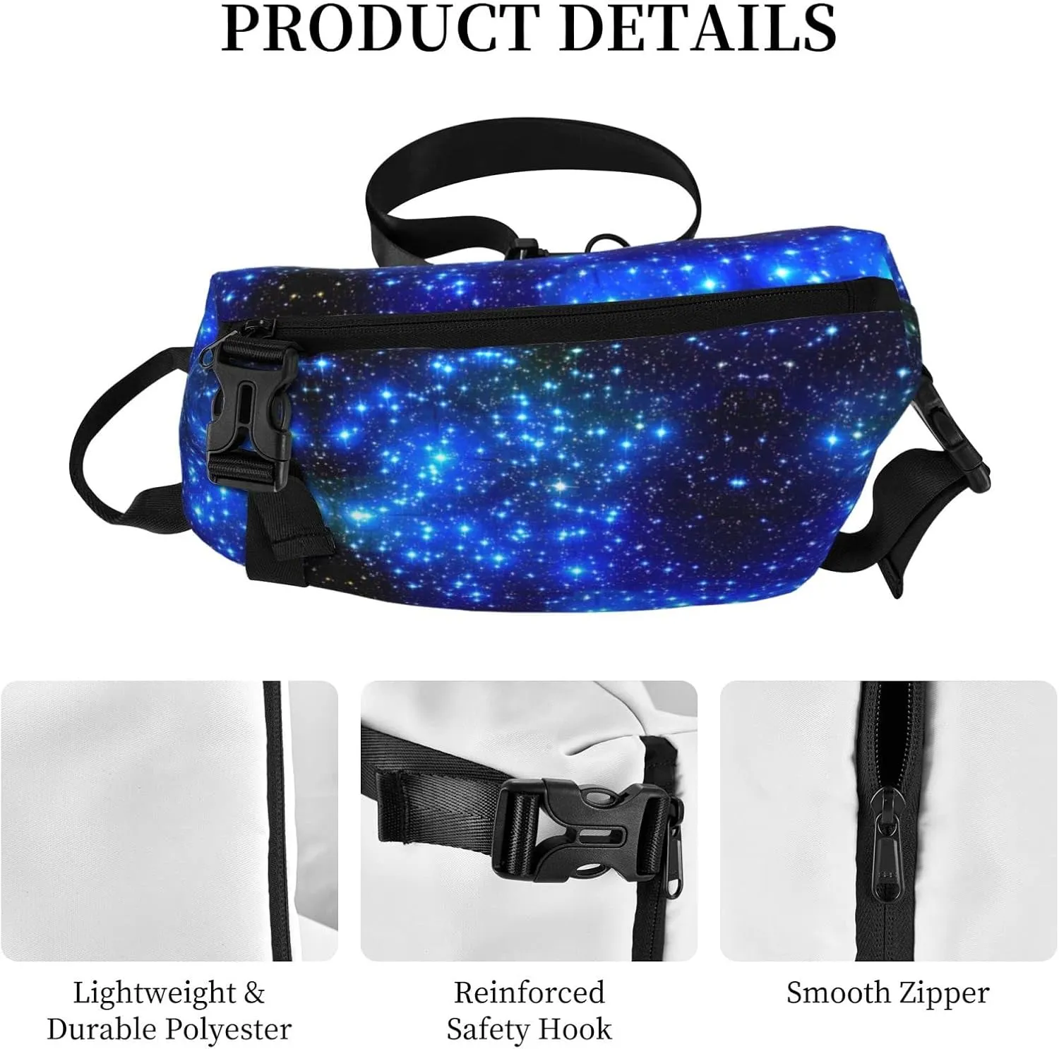 Blue Shining Stars Print Crossbody Backpack Unisex Chest Bag, Lightweight And Sling Bag For Travel