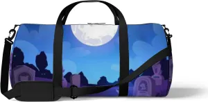 Blue Vintage Animal Graveyard Tombstones Sports Bag Tote Bag Waterproof Gym Bag with Shoulder Strap Zipper 2 Side Pockets for Men and Women, Travel and Storage Shoulder Bag.
