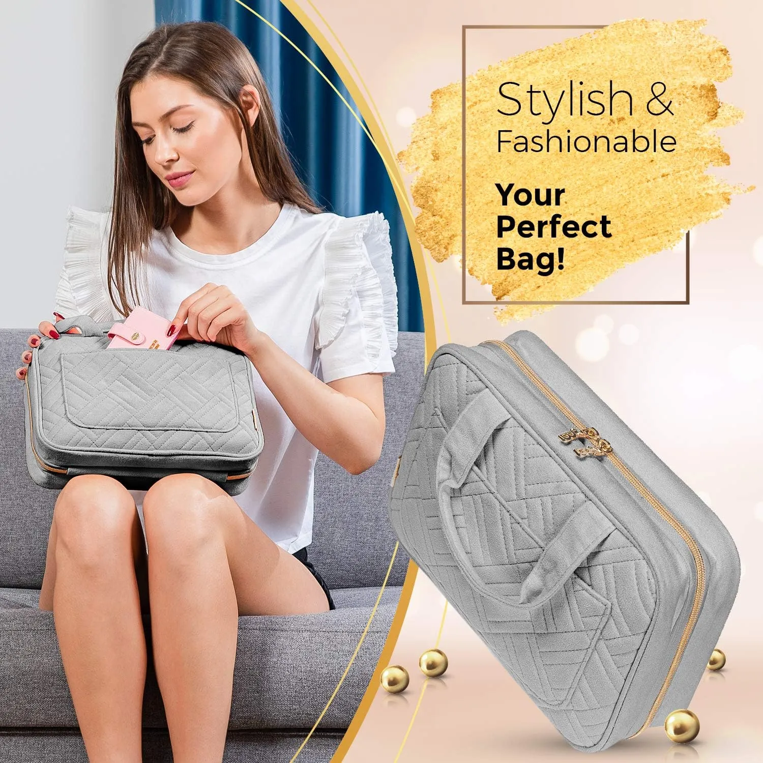 BOACAY Hanging Travel Toiletry Bag for Women, Makeup Bag, Bathroom & Shower Organizer Kit for Accessories, Cosmetics, Travel Essentials