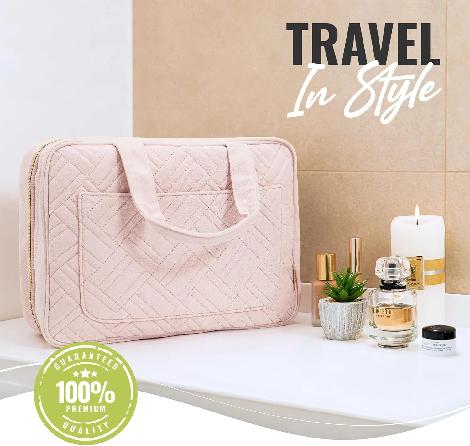 BOACAY Large Hanging Travel Toiletry Bag for Women, Makeup Bag, Bathroom & Shower Organizer Kit for Accessories, Cosmetics, Essentials