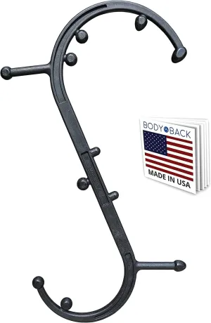 Body Back Buddy Classic USA Made Handheld Massage Cane - Full Body Trigger Point Tool for Deep Tissue Pain Relief - Dual Hooks for Back, Shoulder, Neck - (2.0 Black)