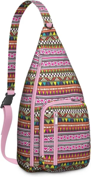 Boho Chic Crossbody Bag Vintage Waterproof Sling Bag Backpack for Men Women Daypack for Hiking Cycling Outdoor Activities