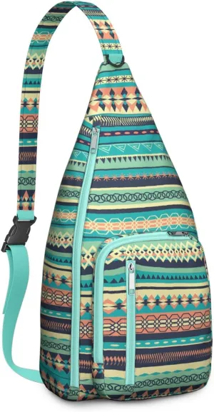 Boho Chic Crossbody Bag Vintage Waterproof Sling Bag Backpack for Men Women Daypack for Hiking Cycling Outdoor Activities