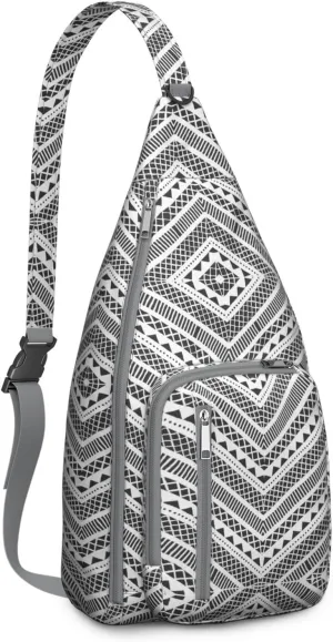 Boho Chic Crossbody Bag Vintage Waterproof Sling Bag Backpack for Men Women Daypack for Hiking Cycling Outdoor Activities