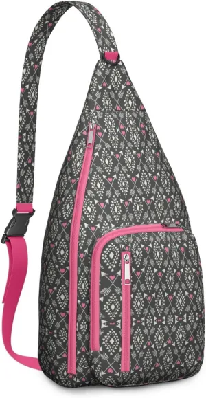 Boho Chic Crossbody Bag Vintage Waterproof Sling Bag Backpack for Men Women Daypack for Hiking Cycling Outdoor Activities
