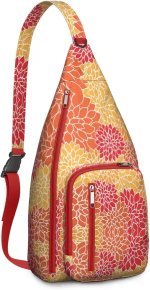Boho Chic Crossbody Bag Vintage Waterproof Sling Bag Backpack for Men Women Daypack for Hiking Cycling Outdoor Activities
