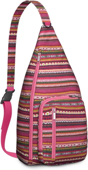 Boho Chic Crossbody Bag Vintage Waterproof Sling Bag Backpack for Men Women Daypack for Hiking Cycling Outdoor Activities