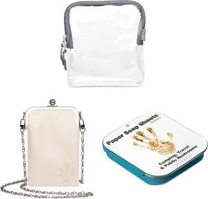 BORSALI Gray TSA Quart Size Bag Approved for Carry On Travel with Cream Small Crossbody Bag for Women and Paper Soap Sheets 1 Case with 50 Sheets To Go