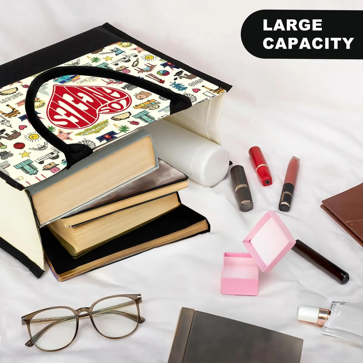 Boston Dallas Washington DC San Francisco Los Angeles China Travel Tote Bag Makeup Bag Set