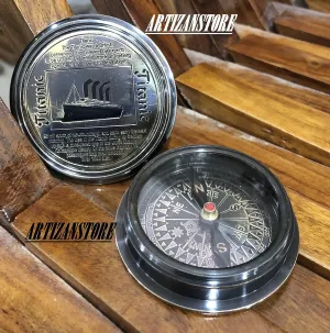 Brass Compass Antique Finish Titanic Compass Vintage Nautical Sailor Article - Maritime Magnetic Gift Camping Compass Engraved with Gift for Boyfriend Girlfriend, Engagement, Anniversary, Wedding Gift