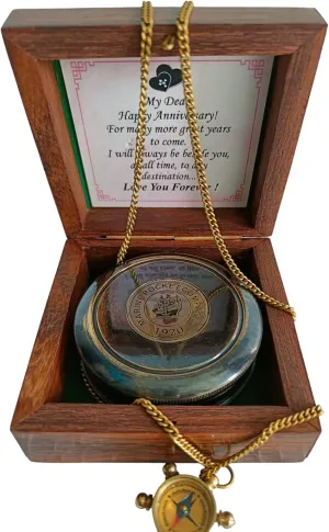 Brass Vintage Navigational Nautical Poem Compass with Beautiful Necklace, Made, Valentine Gift, Beautiful Bond, 100% Handmade, Directional Antique Gift by Decor Hunt