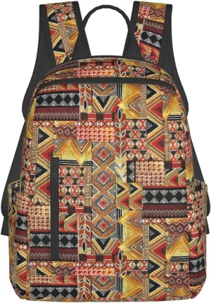 BREAUX African Textile Patchwork print Lightweight Backpack for Travel Casual Shoulder Bag Laptop Backpack Fit for Leisure Day