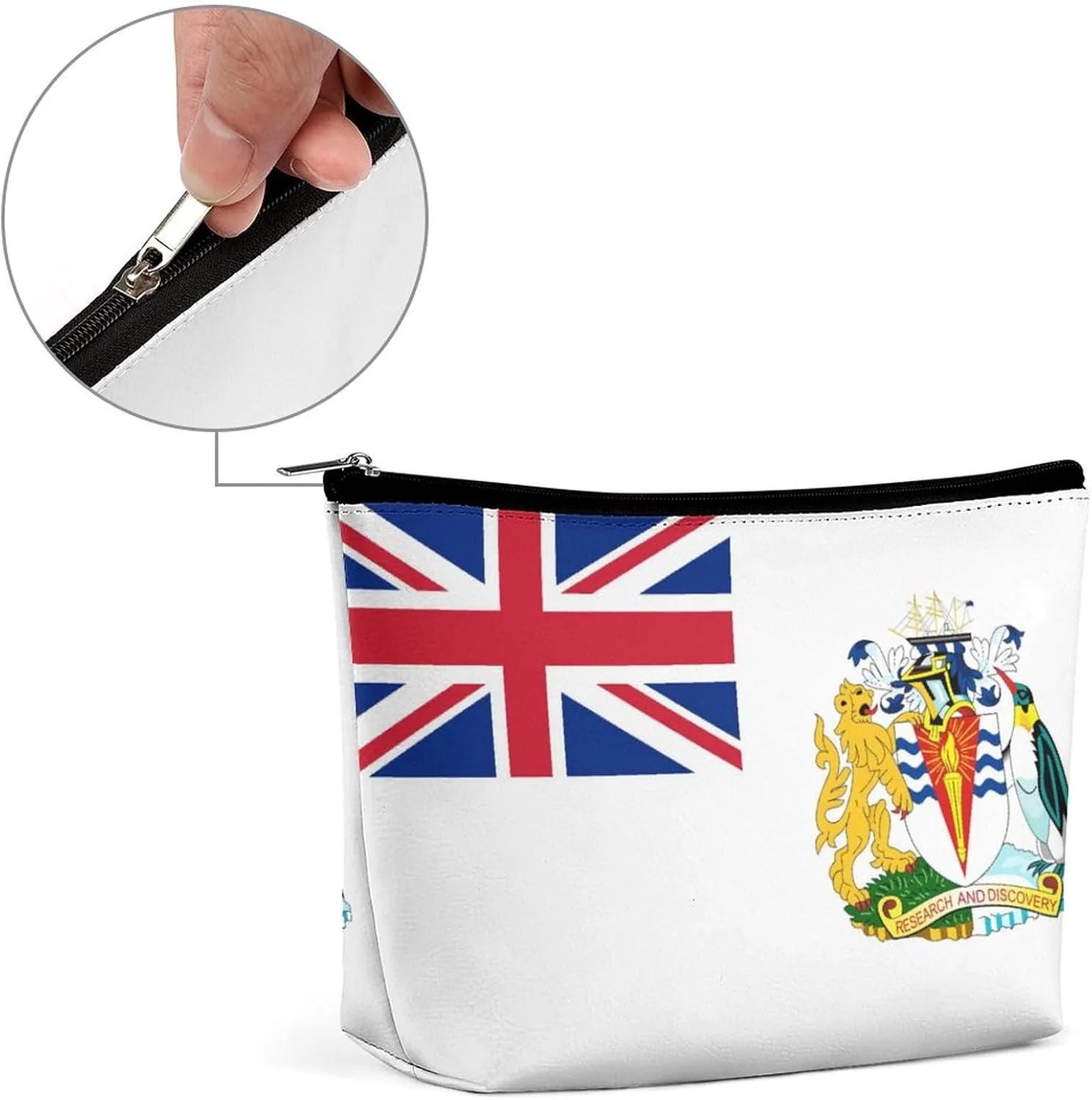 British Antarctic Territory Flag Makeup Organizer for Women Travel Cosmetic Bag Lightweight Pouch for Purse