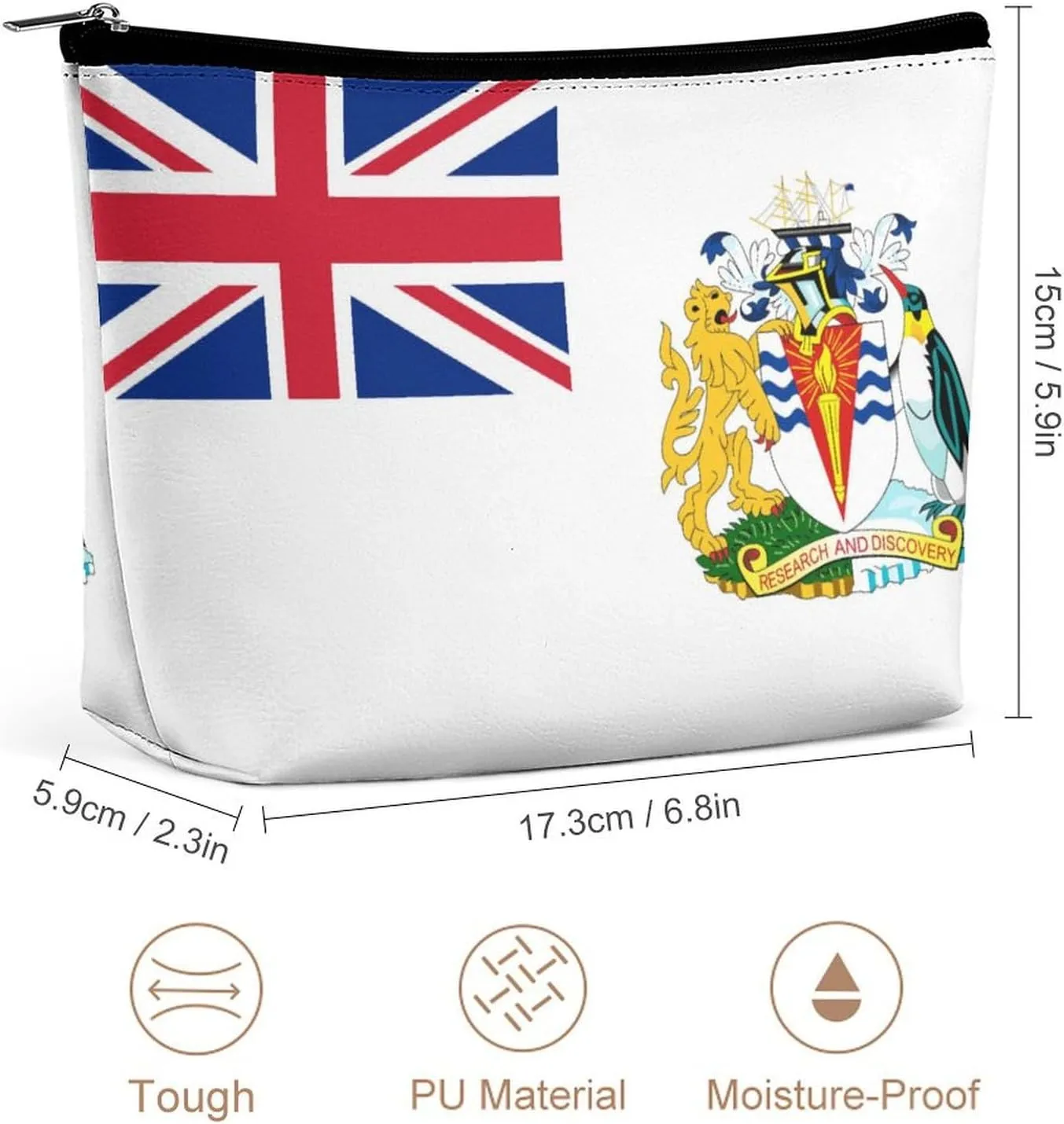British Antarctic Territory Flag Makeup Organizer for Women Travel Cosmetic Bag Lightweight Pouch for Purse