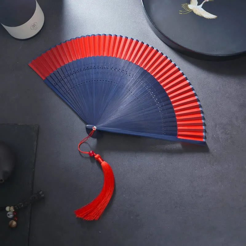Buddha Stones Flower Rabbit Spray Painting Handheld Cotton Linen Fabric Bamboo Folding Fan