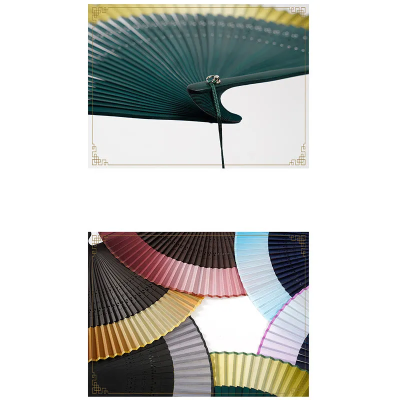 Buddha Stones Gradient Color Hollow Engraved Handheld Bamboo Folding Fan