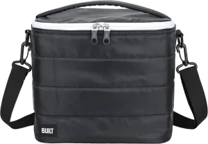 BUILT Puffer Crossbody Lunch Bag Lightweight, Insulated and Reusable, Black, 13 Can Capacity