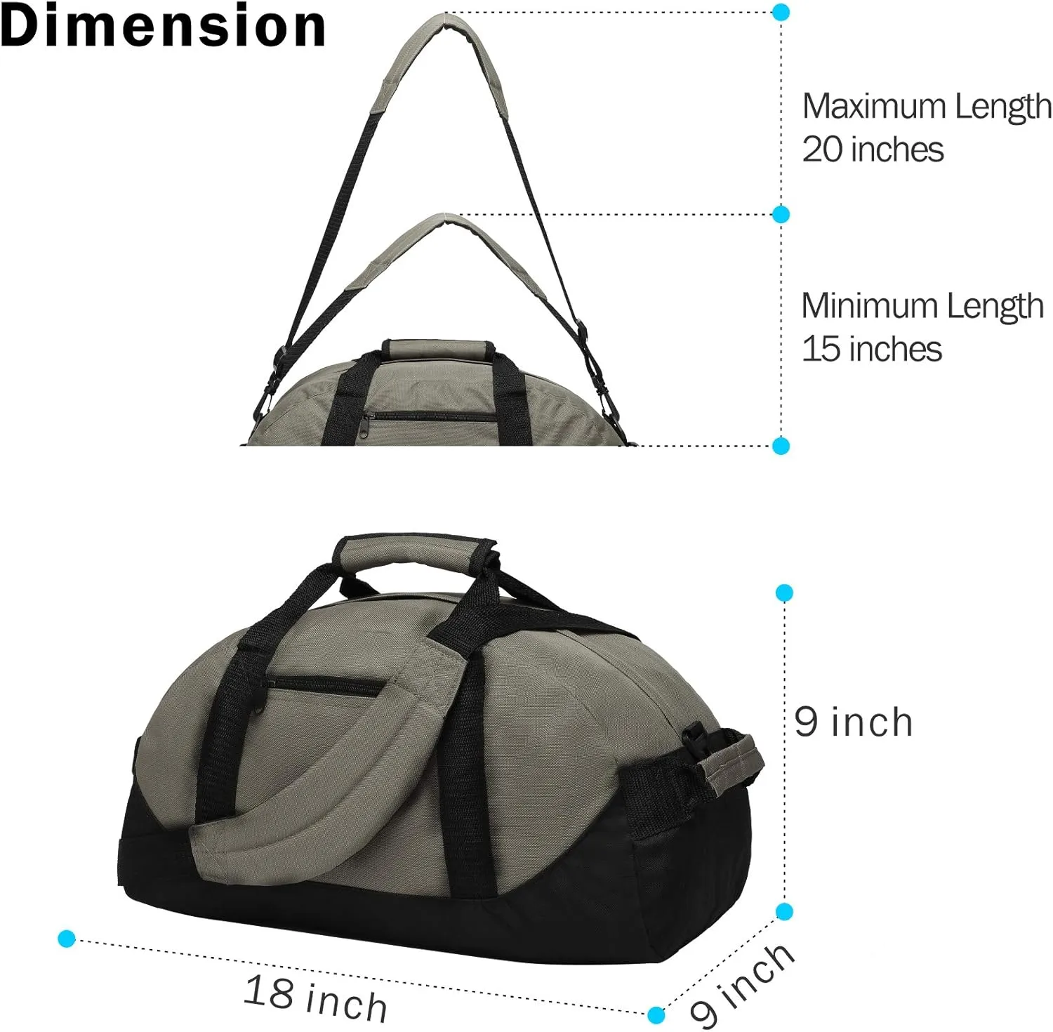 BuyAgain Duffle Bag, 18" Travel Carry On Sport Duffel Gym Bag with Top Handle For men Or Women