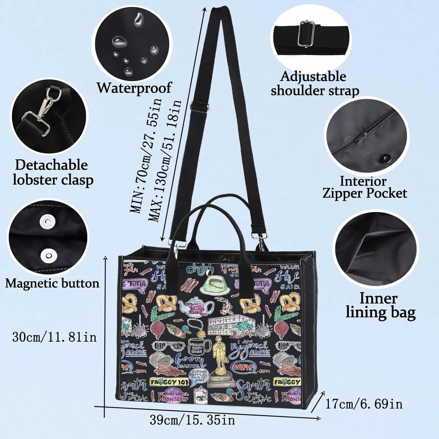 BWKTOP Michael And Dwight Fans Crossbody Bag - Office Themed Gift - Adjustable Shoulder Bag