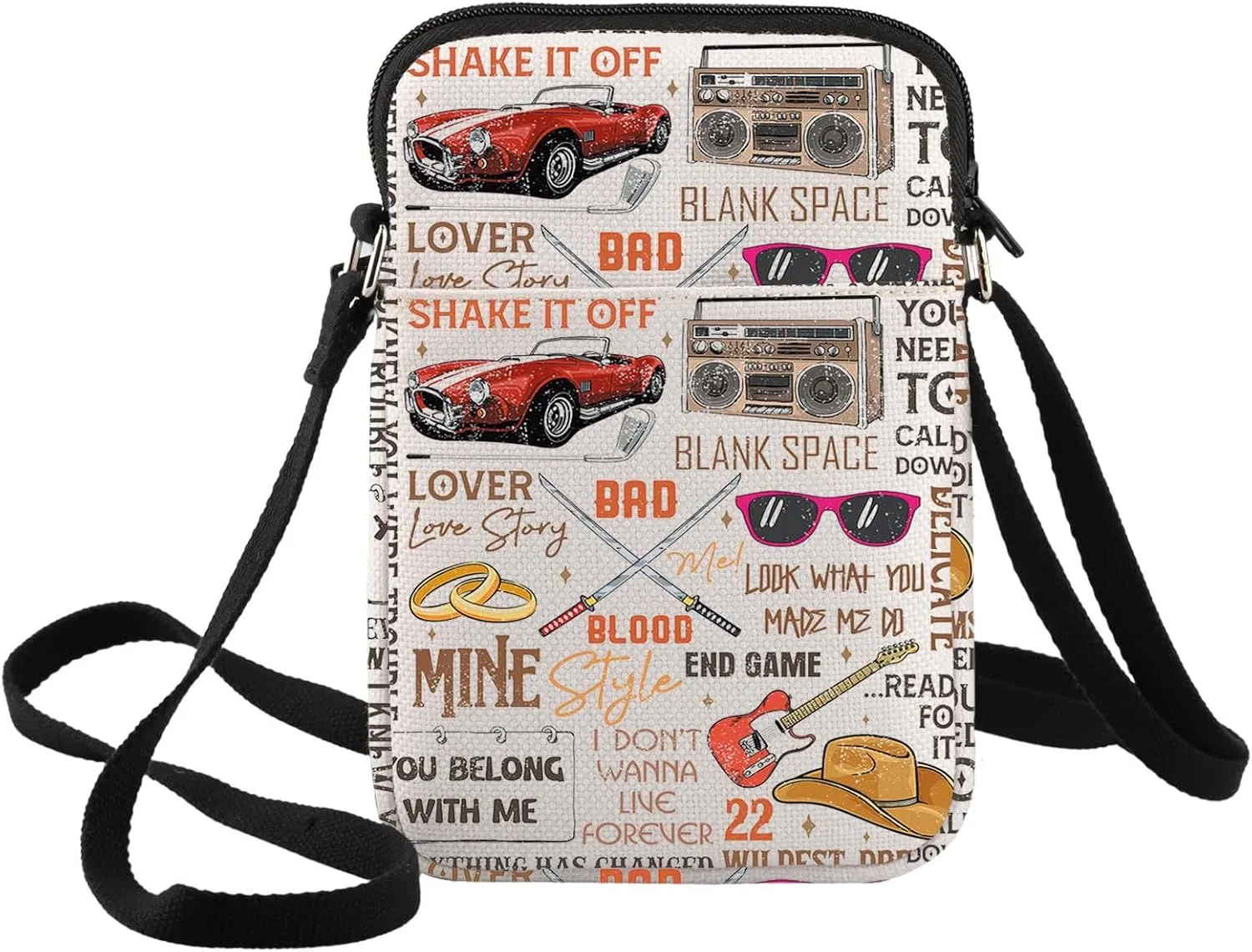 BWKTOP Singer Album Adjustable Crossbody Purse Tour Gifts Song Lyrics Travel Shoulder Bag Merchandise